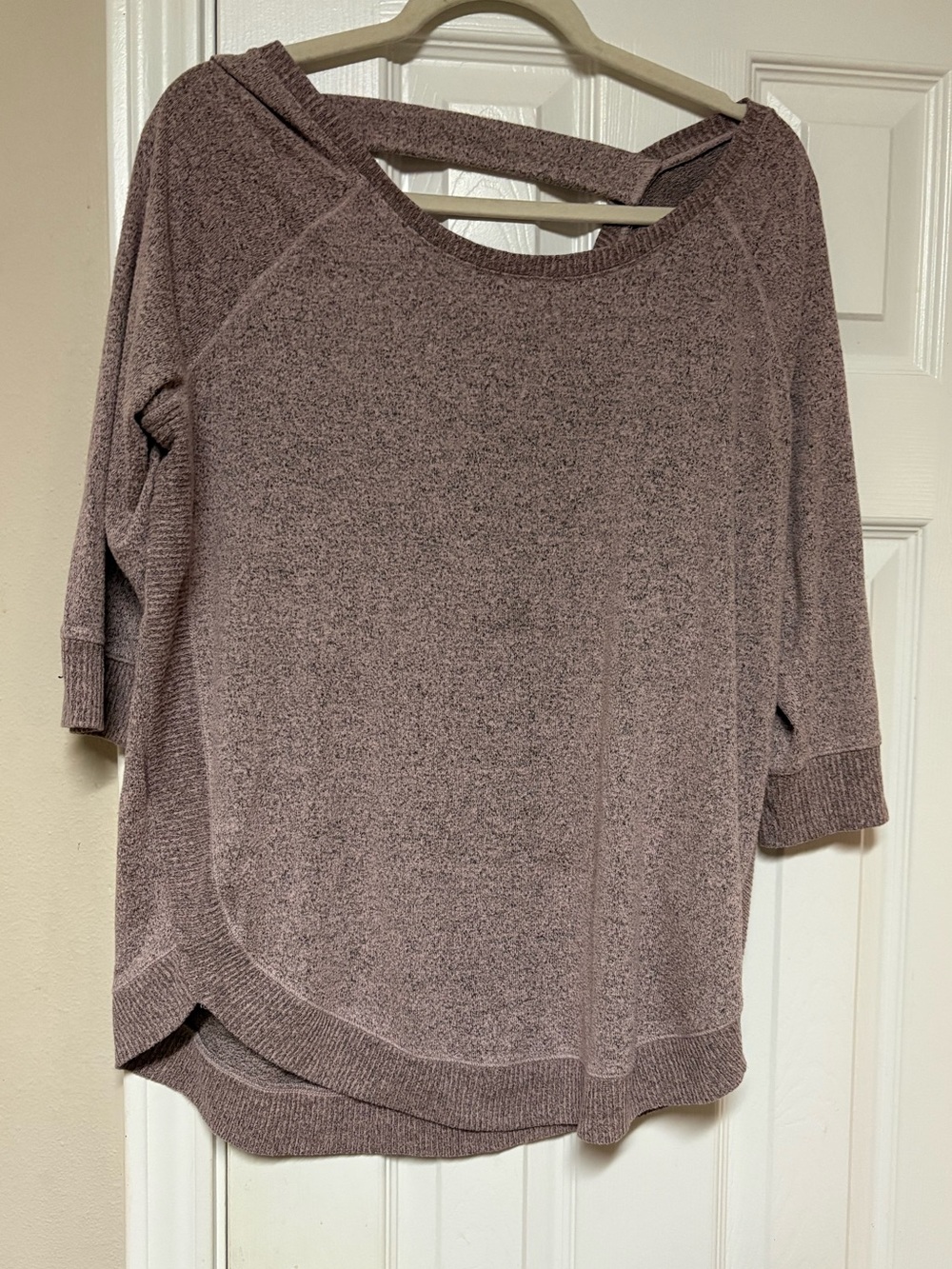 Maurices Heathered Purple Strappy Scoop Back Pullover Sweater L